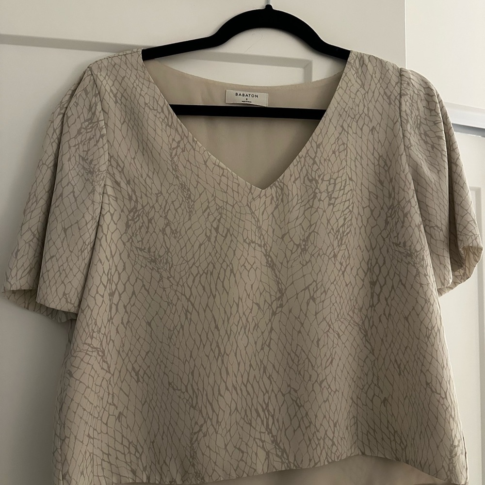 Aritzia Babaton Beige Snake Patterned Blouse